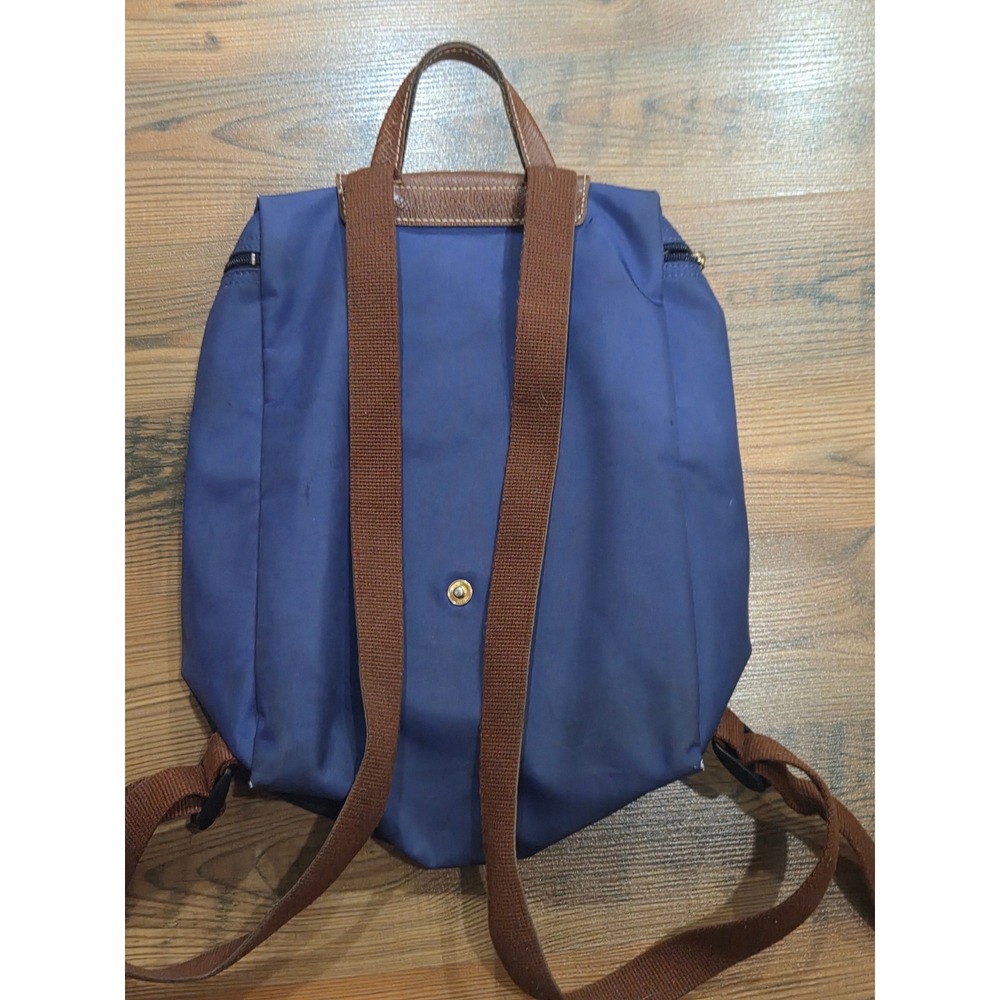 Longchamp Le Pliage Backpack Purple Nylon Leather Foldable Bag Preppy Luxe Easy - Picture 4 of 9